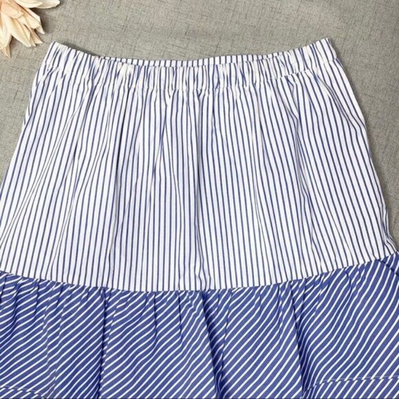 J. Crew Cocktail Hours Ruffle Striped Tiered Skirt Nwt 4 Blue & White - Picture 9 of 13